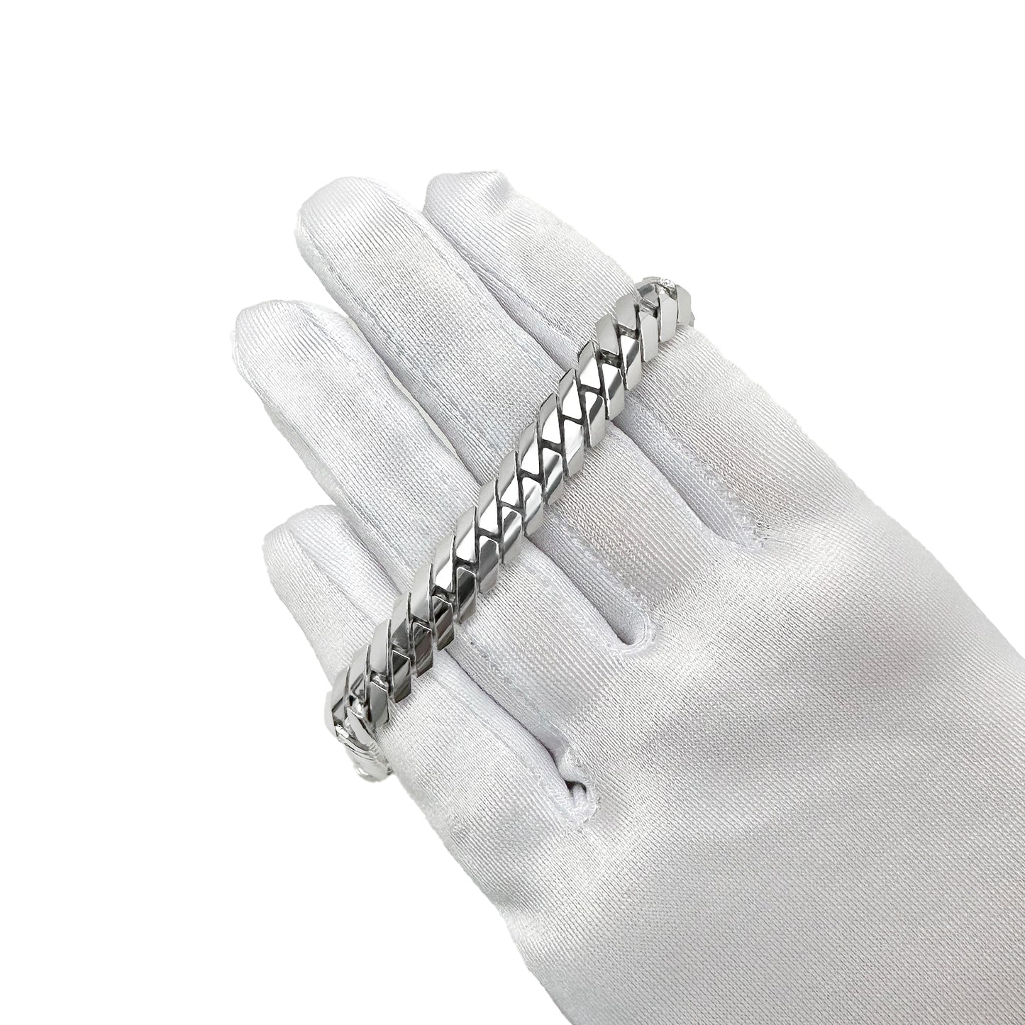 14K White Gold 10mm Modern Edge Miami Chain (Solid Links) 18"-24"