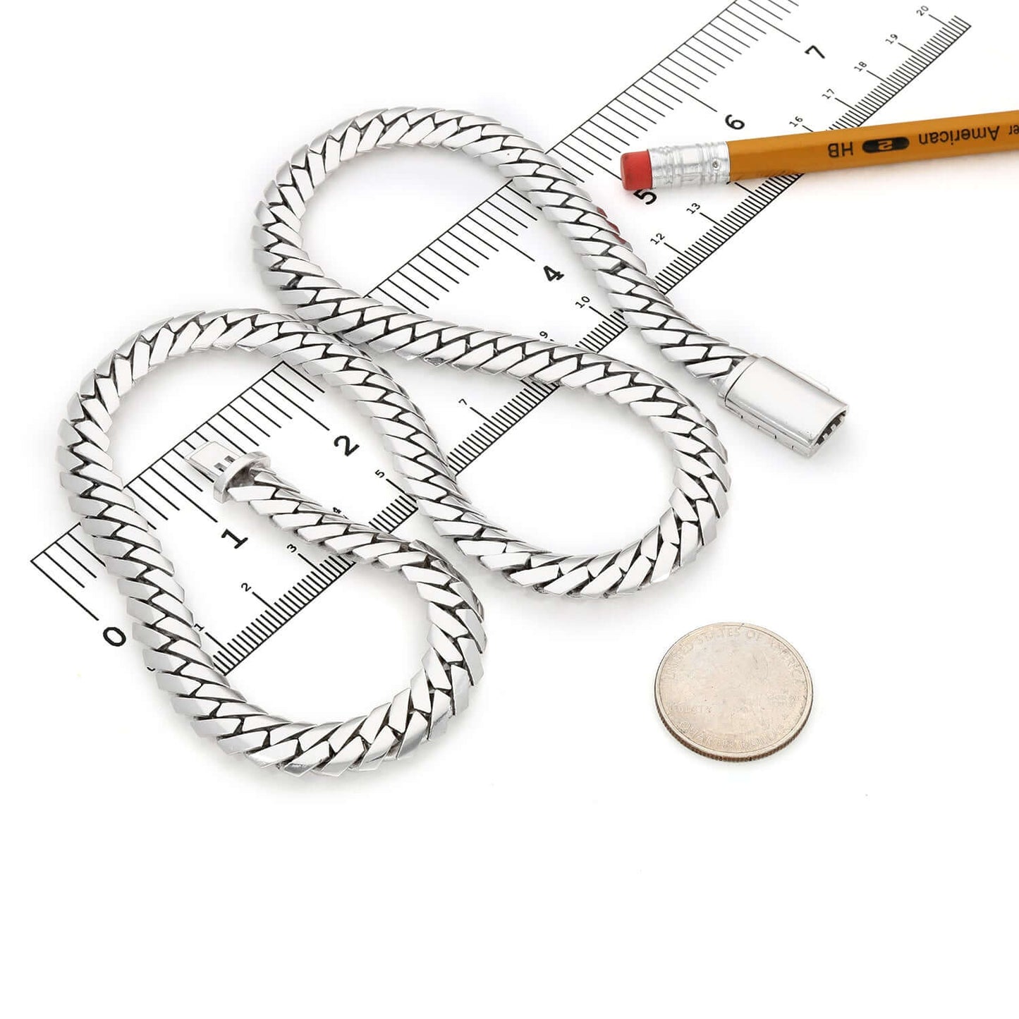 14K White Gold 10mm Modern Edge Miami Chain (Solid Links) 18"-24"