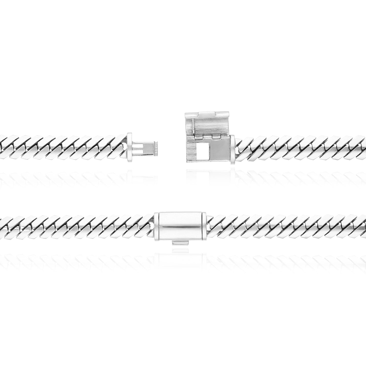 14K White Gold 10mm Modern Edge Miami Chain (Solid Links) 18"-24"