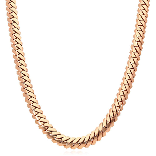 14K Rose Gold 7.5mm Modern Edge Miami Chain (Solid Links) 18"-24"