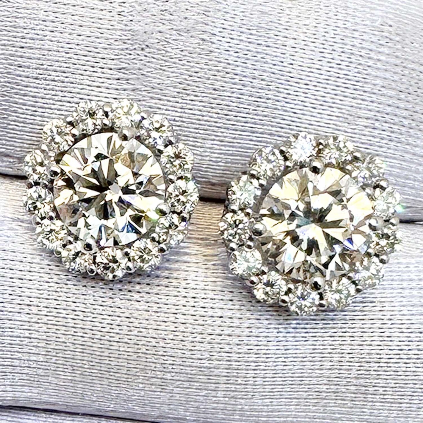 6.92CTW Lab-Grown Diamond Real 14k White Gold Diamond Halo Pushback Earrings