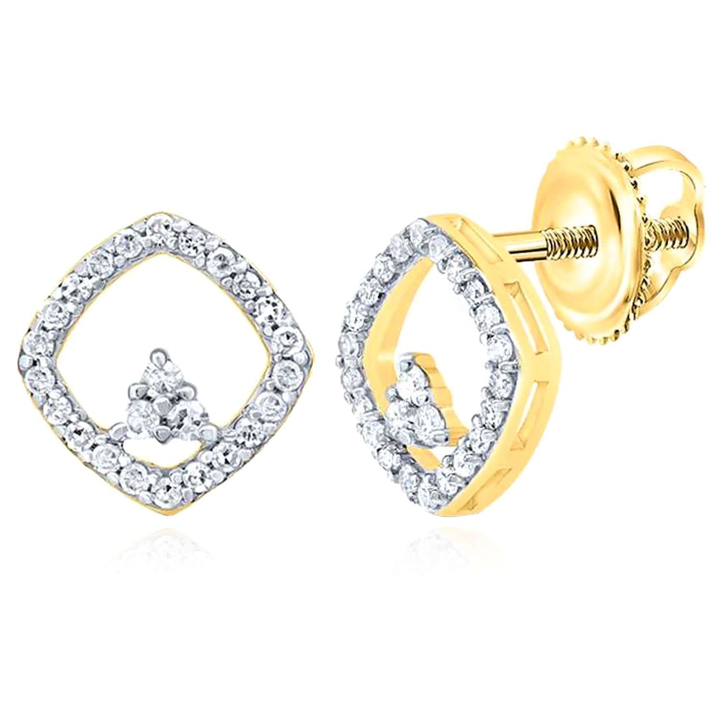 0.15CTW Natural Diamond Real 10K White Gold Cushion Stud Earrings 7mm