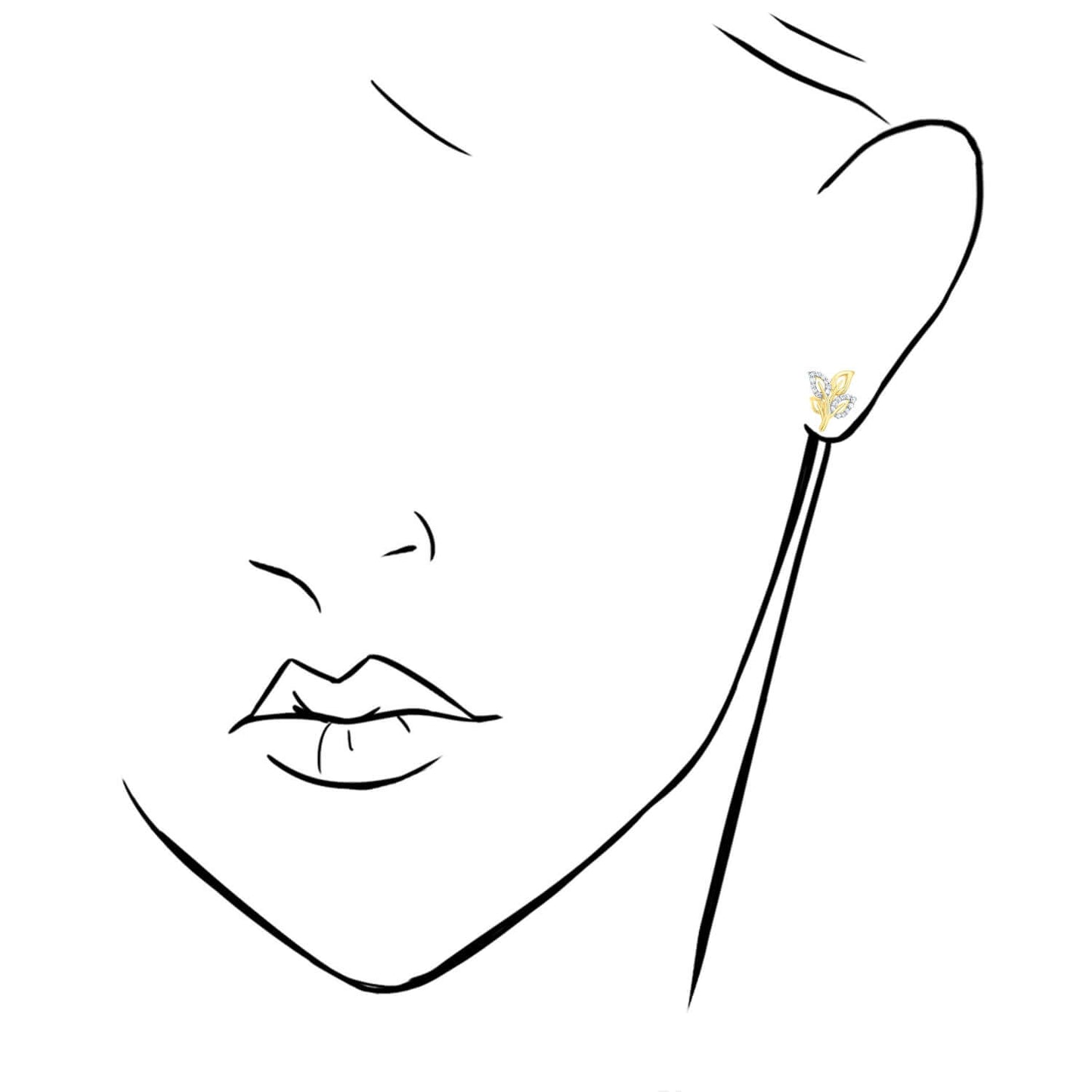 0.12CTW Natural Diamond Real 10K White Rose Gold Leaf Stud Earrings 12mm