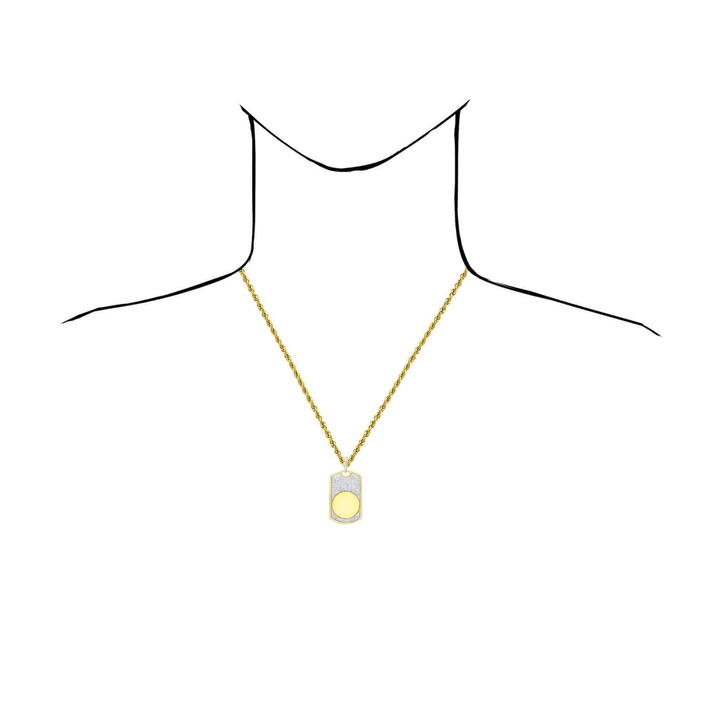 Customizable 1.25CTW Real Diamond Real 10K Gold Dog Tag Memory Pendant 2"