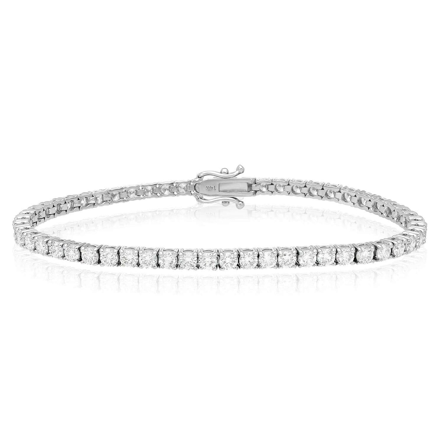 5.75CTW Lab-Grown Diamond 14K White Gold 3.2mm Tennis Bracelet 7"