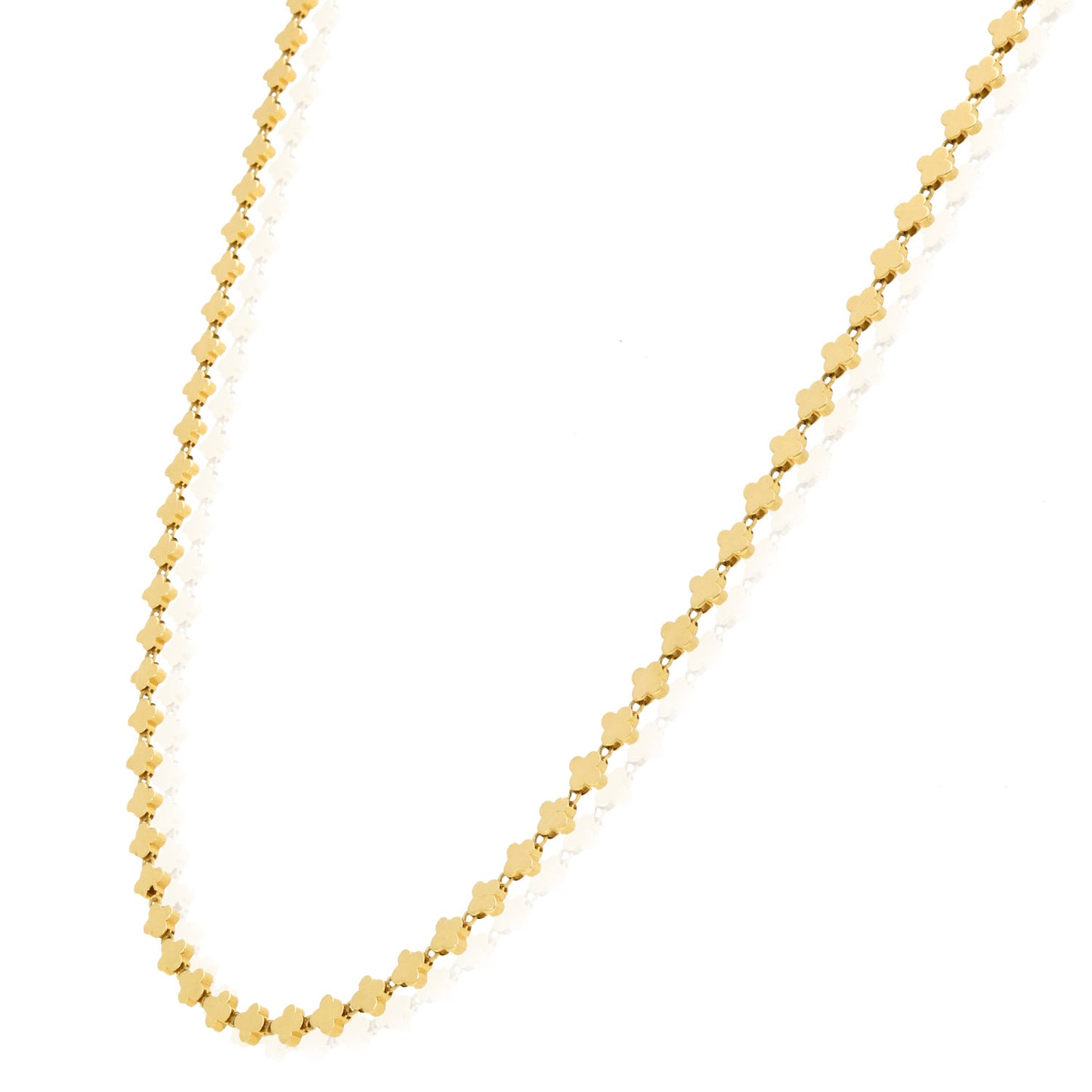 Real 14K Gold 3.5mm Clover Link Adjustable Chain Necklace 16"-17"