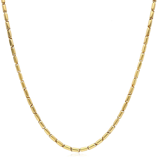 14K Yellow Gold 2.2mm High Polished Tubular Bar Chain (Hollow) 16"