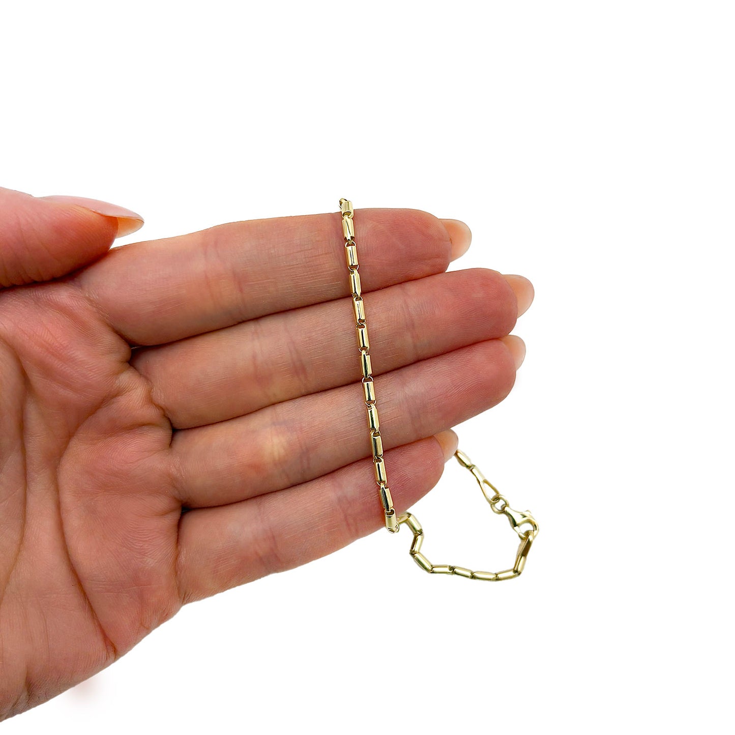 Real 14K Gold 2.2mm High Polished Tubular Bar Ankle Bracelet 10"