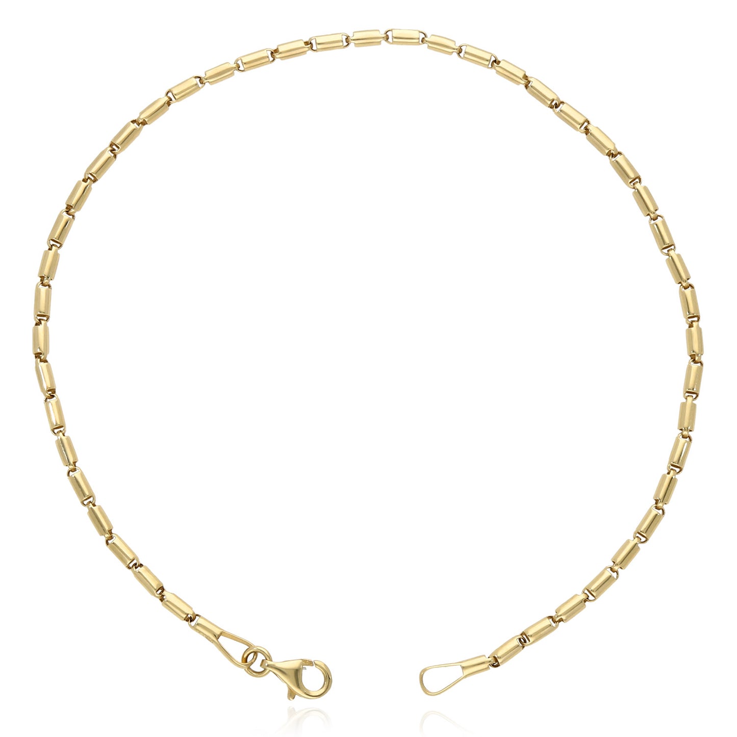 Real 14K Gold 2.2mm High Polished Tubular Bar Ankle Bracelet 10"