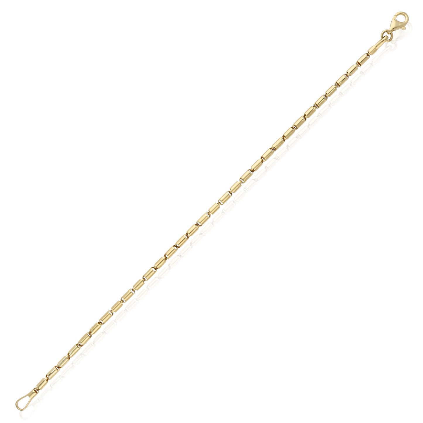 Real 14K Gold 2.2mm High Polished Tubular Bar Bracelet 7"