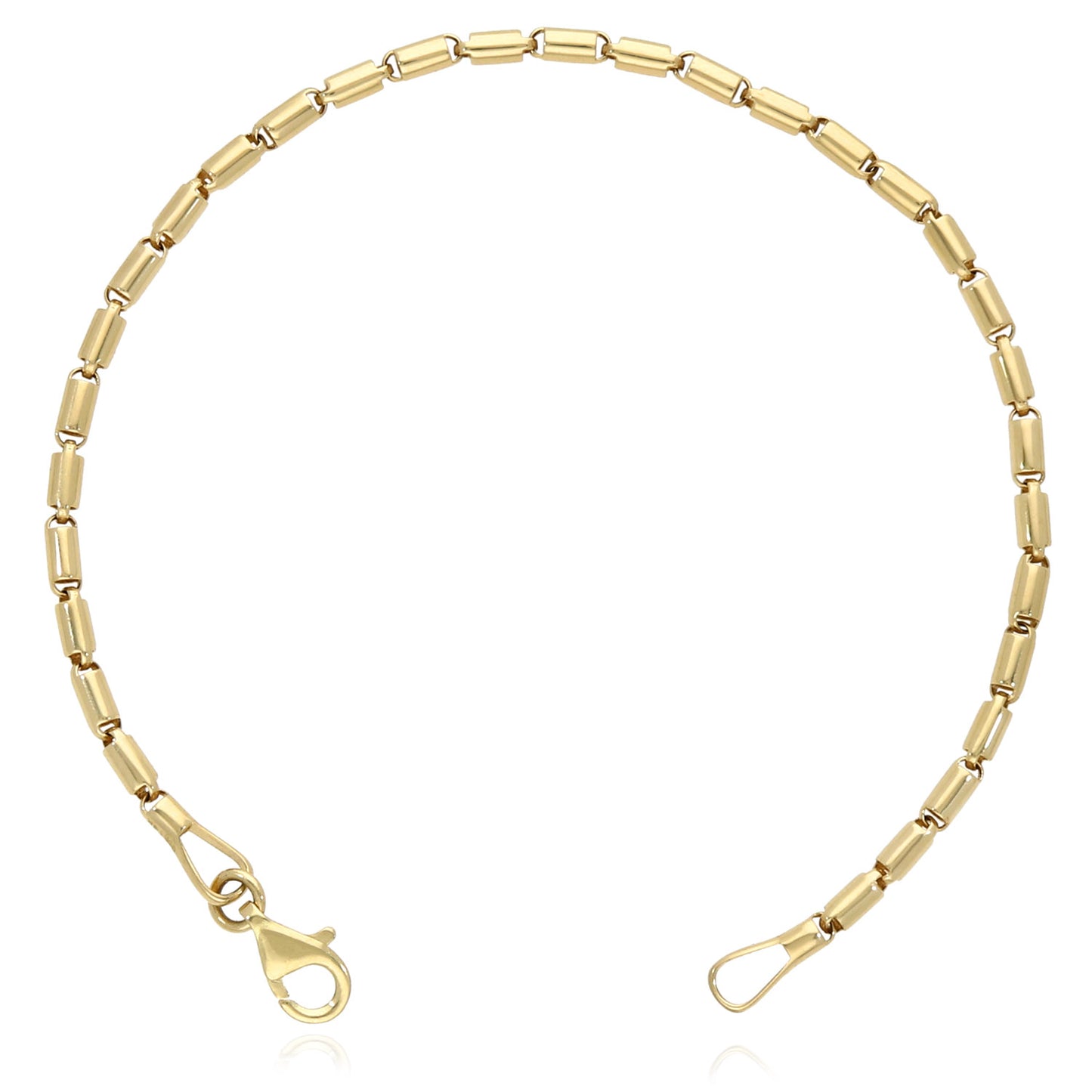 Real 14K Gold 2.2mm High Polished Tubular Bar Bracelet 7"