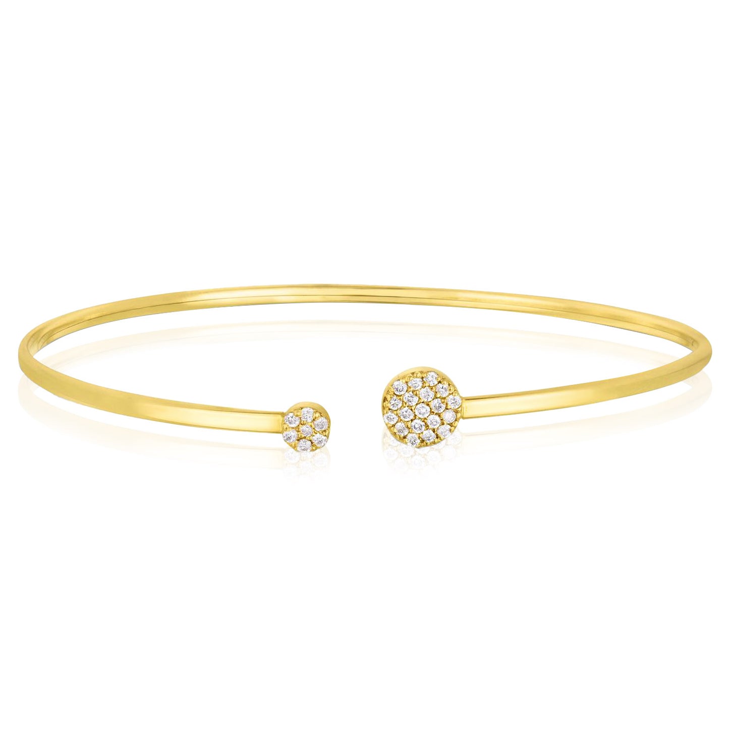 Real 14K Gold 0.26CTW Real Diamond Asymmetrical Diamond Cluster Cuff Bangle