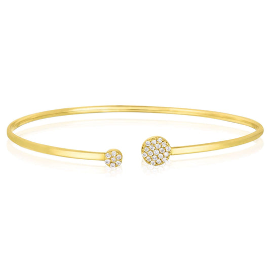 0.26CTW Natural Diamond 14K Yellow Gold Asymmetrical Diamond Cluster Cuff Bangle (Solid Links)