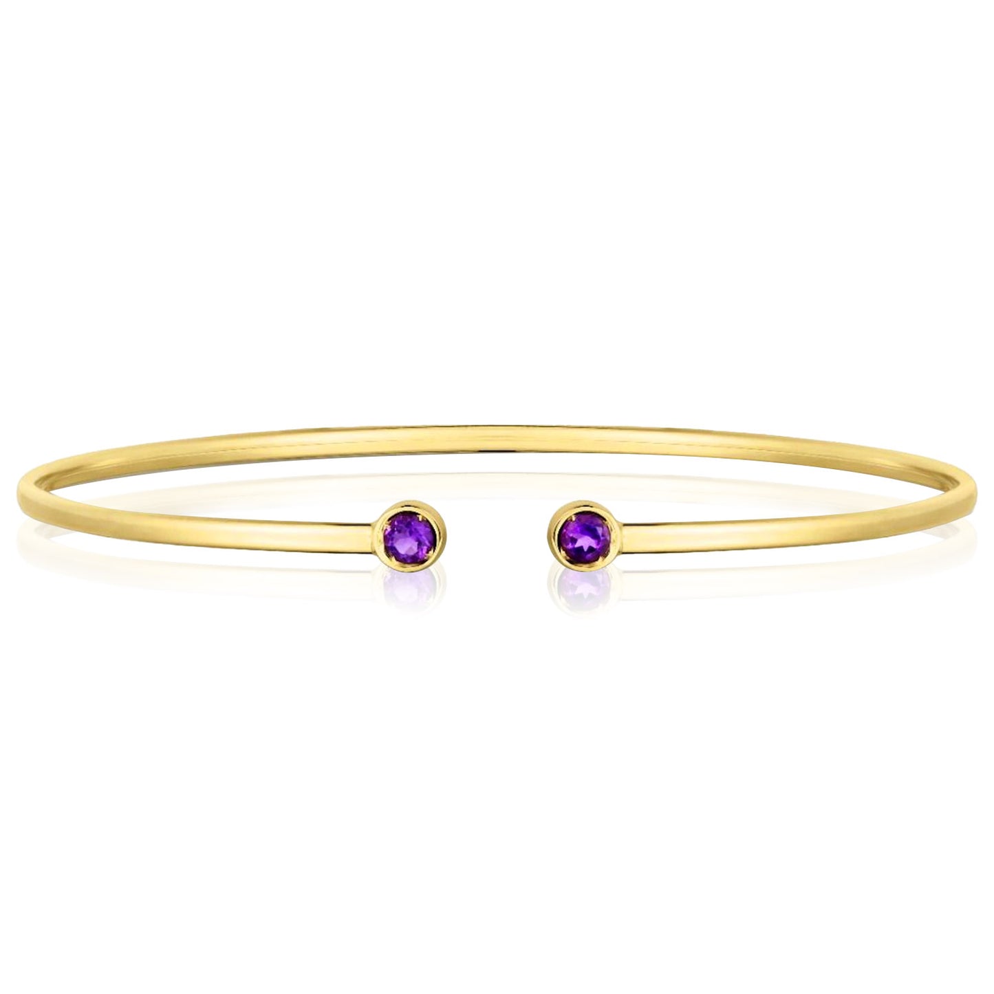 Real 14K Gold Amethyst Topaz Peridot Citrine Garnet Open Cuff Bangle Bracelet