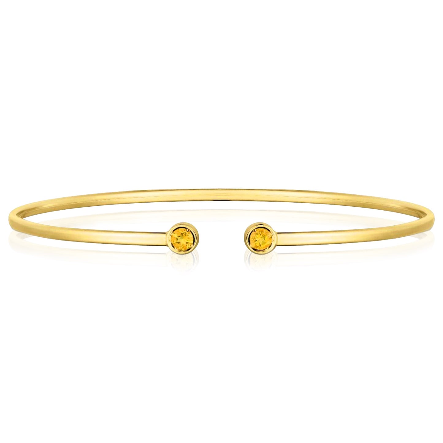 Real 14K Gold Amethyst Topaz Peridot Citrine Garnet Open Cuff Bangle Bracelet