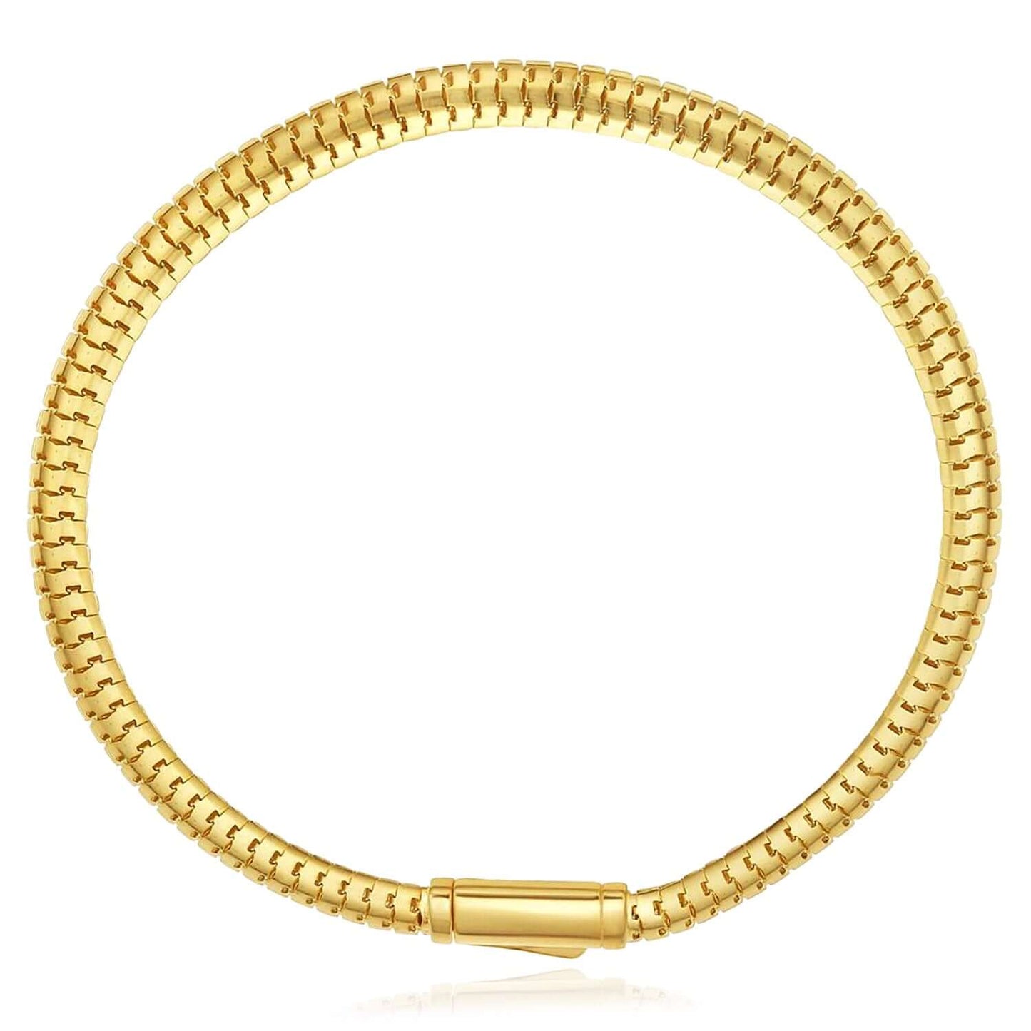 Real 14K Gold Lite 4.5mm Oval Snake Bracelet 7.5"