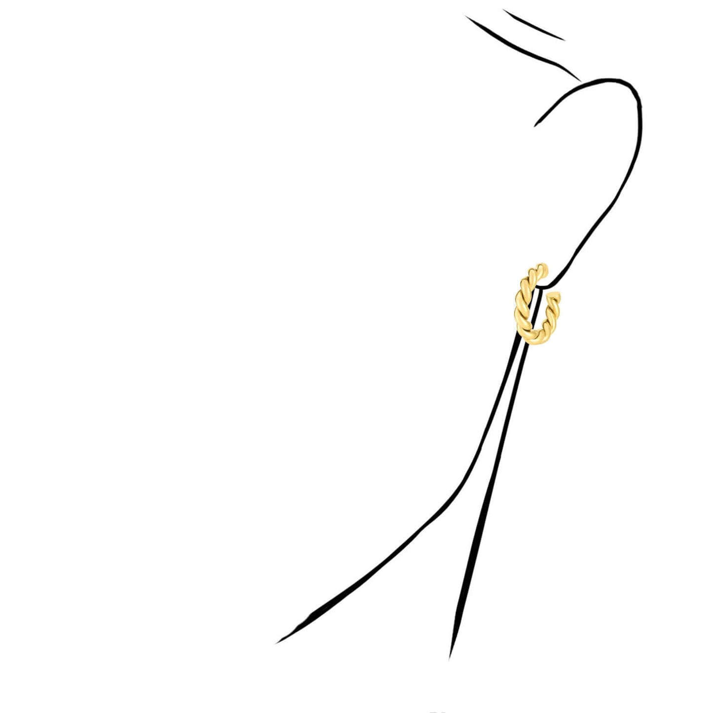 Real 14K Gold Polished Twisted C-Hoop Earrings 26mm