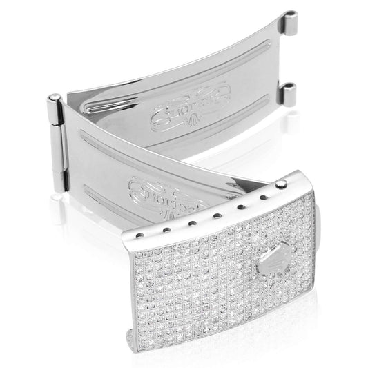 2.50CTW Natural Diamond Stainless Steel Folding Clasp Buckle for Rolex 20mm