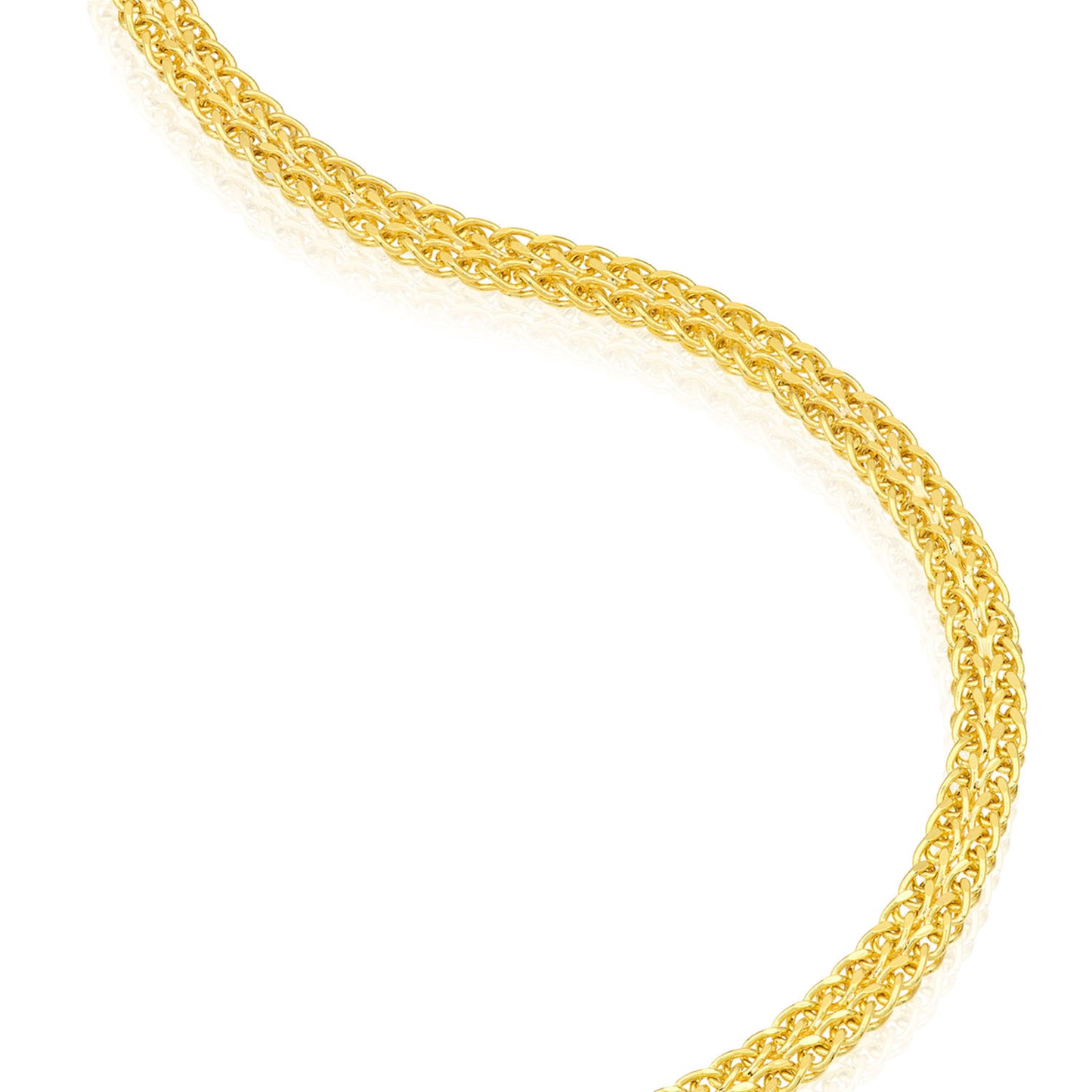 10K Yellow Gold 4mm Two-Row Wheat Bracelet 7.5"
