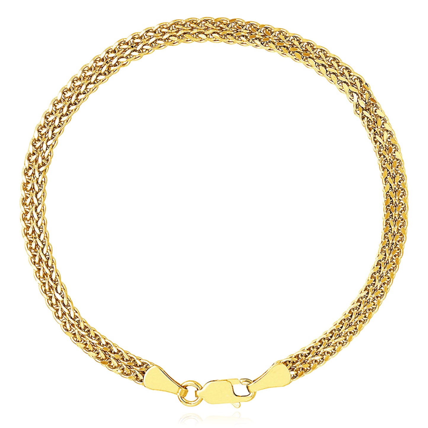 10K Yellow Gold 4mm Two-Row Wheat Bracelet 7.5"