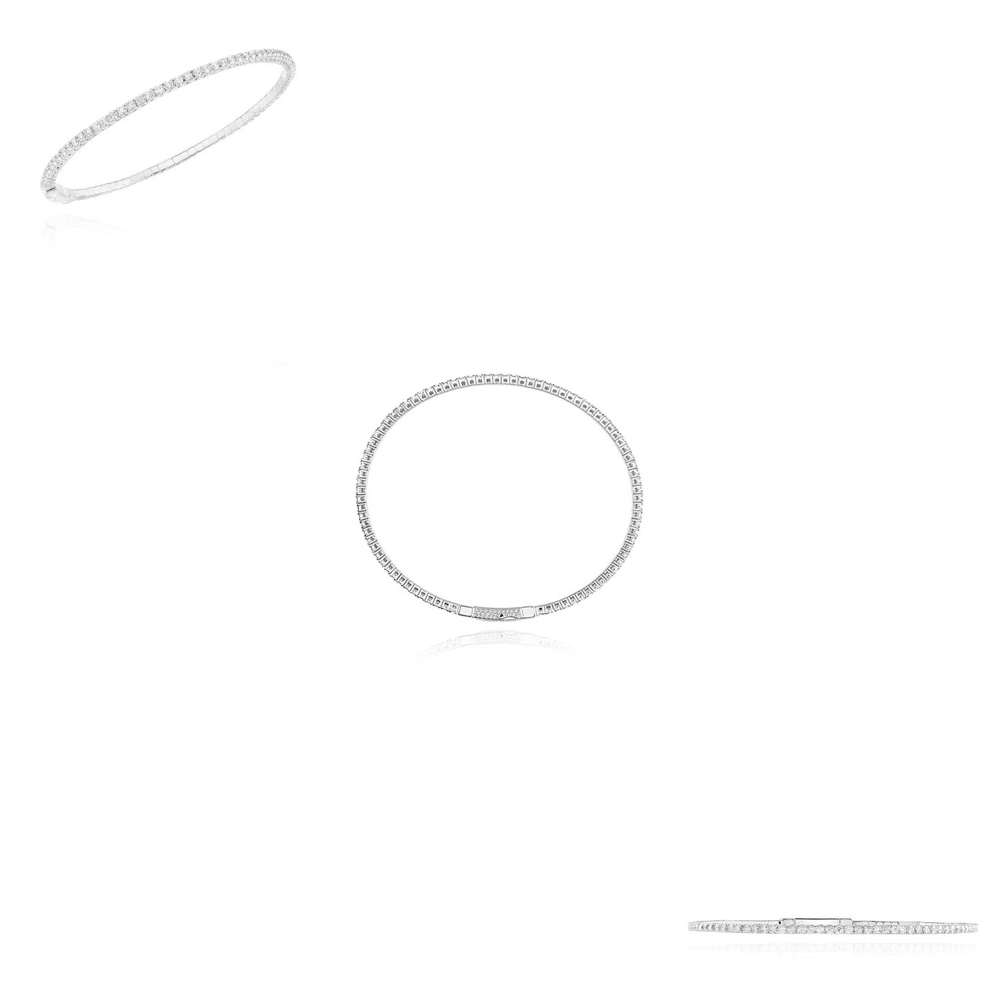 1.60CTW Natural Diamond 14K Yellow White Rose Gold 1.8mm Bangle Bracelet 6.75"