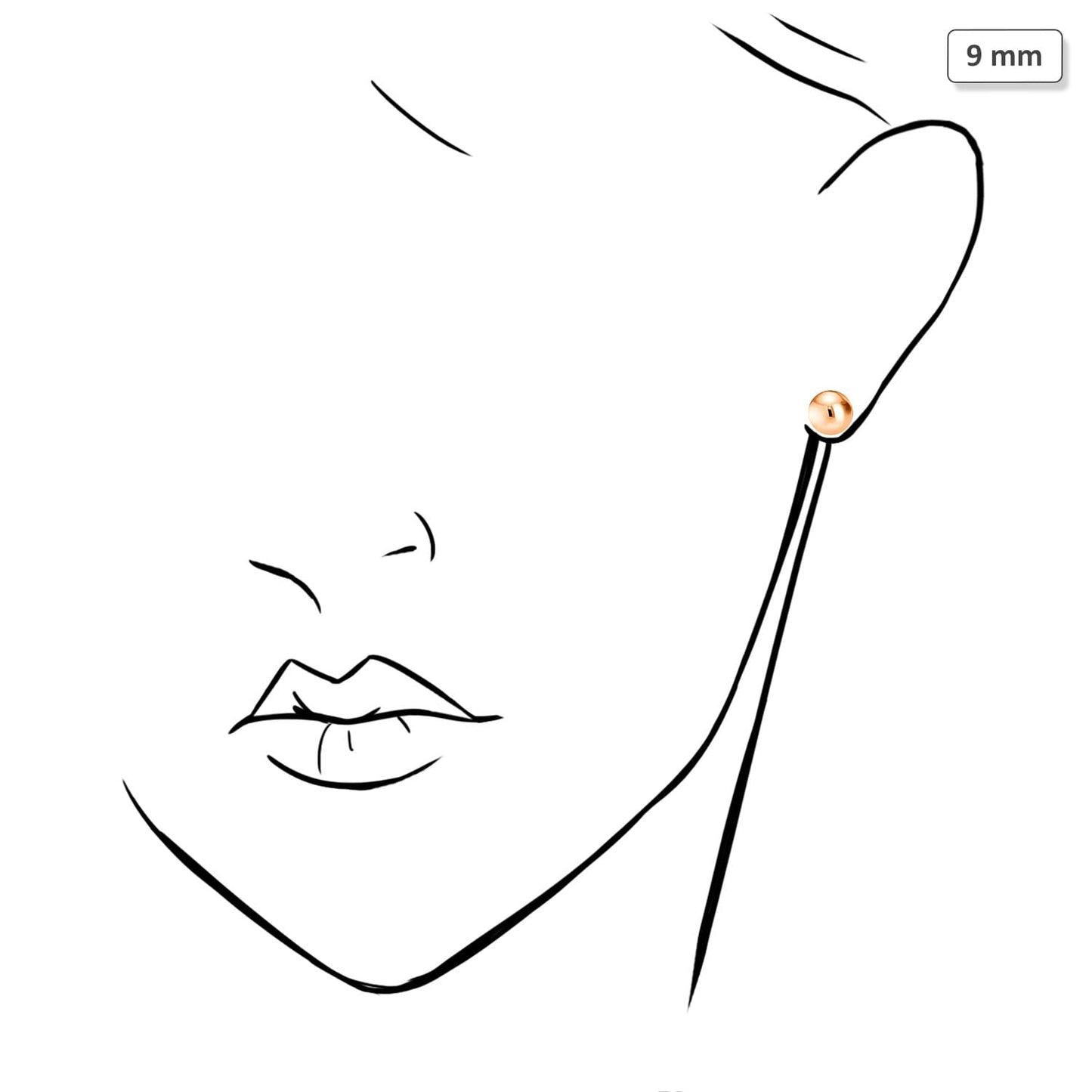 Rose Gold Over Sterling Silver Ball Stud Earrings 3MM-10MM