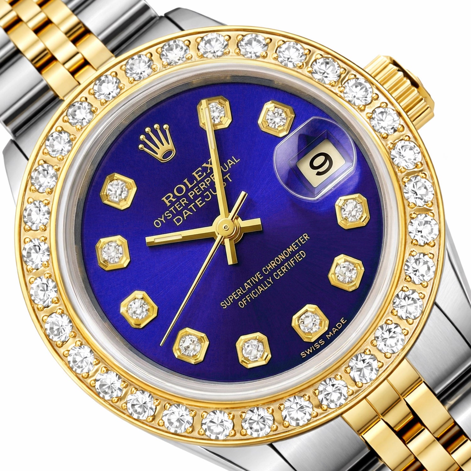 Rolex Datejust 69173 26mm Diamonds Steel Blue Dial Women's Watch