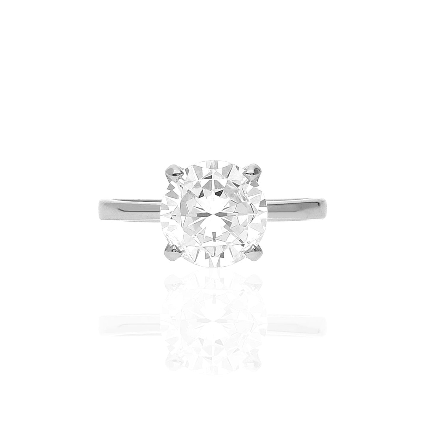 Platinum over Sterling Silver Cubic Zirconia Brilliant Solitaire Engagement Ring