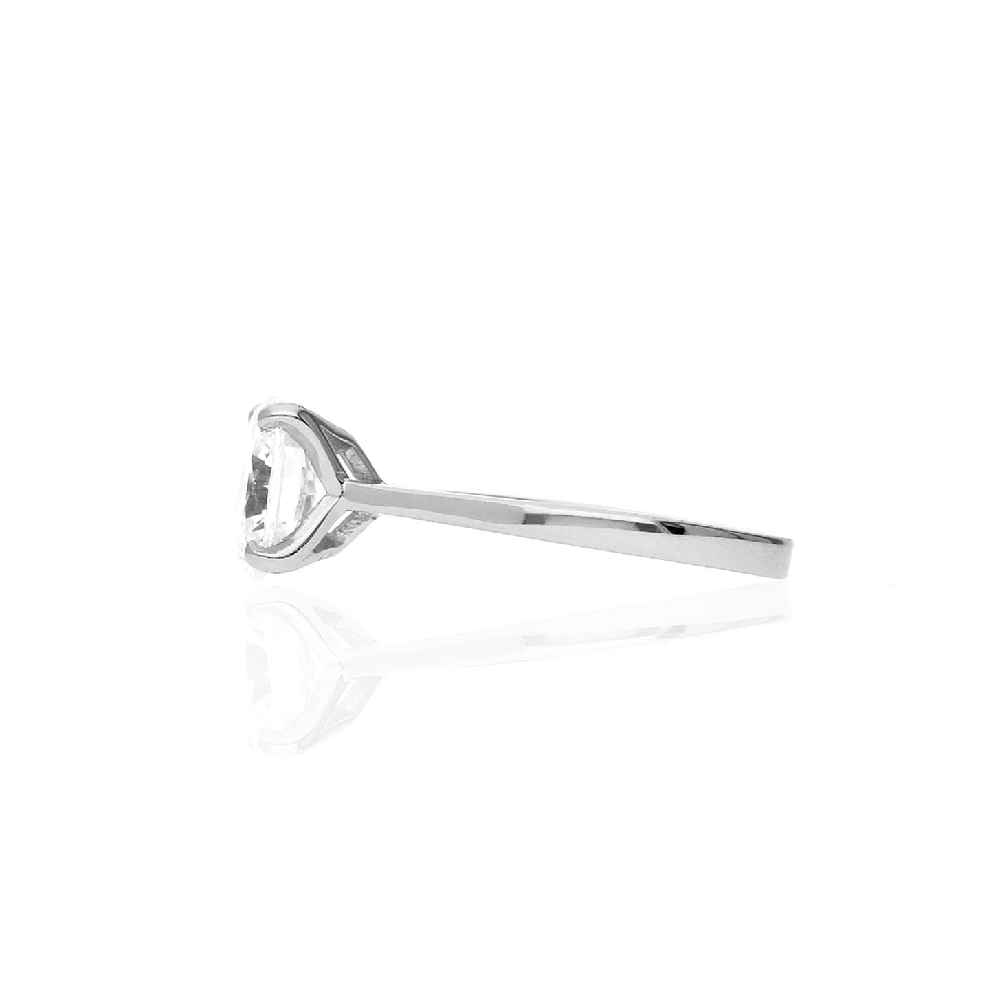 Platinum over Sterling Silver Cubic Zirconia Brilliant Solitaire Engagement Ring