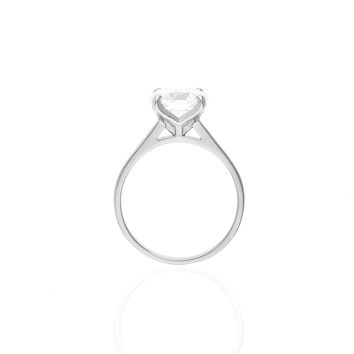 Platinum over Sterling Silver Cubic Zirconia Brilliant Solitaire Engagement Ring