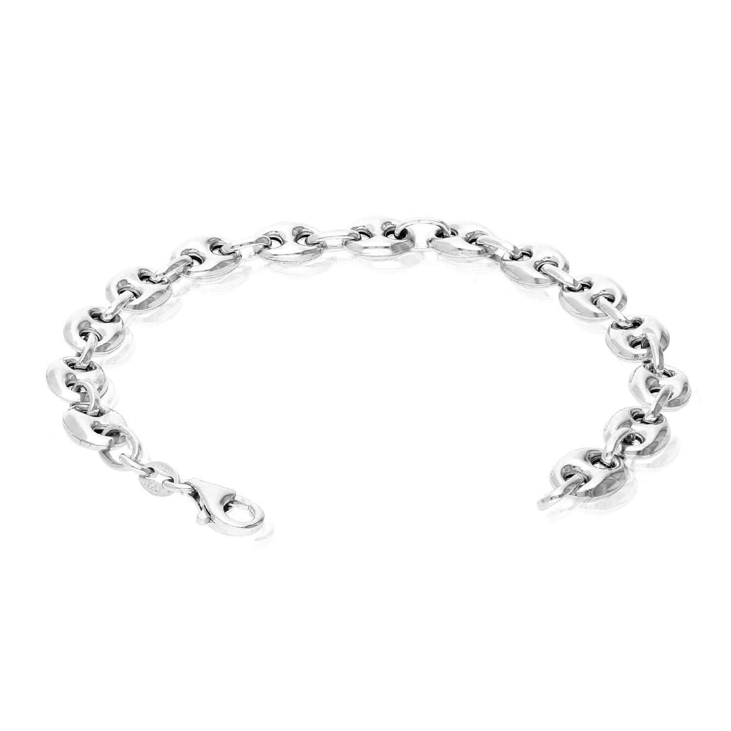 Sterling Silver Puffed Anchor Mariner Fancy Bracelet (Hollow) 8"