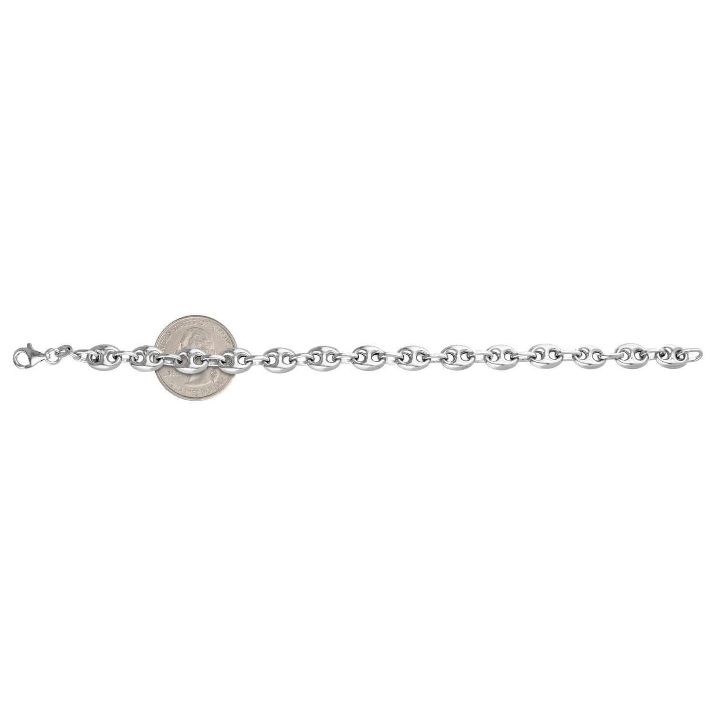 Sterling Silver Puffed Anchor Mariner Fancy Bracelet (Hollow) 8"