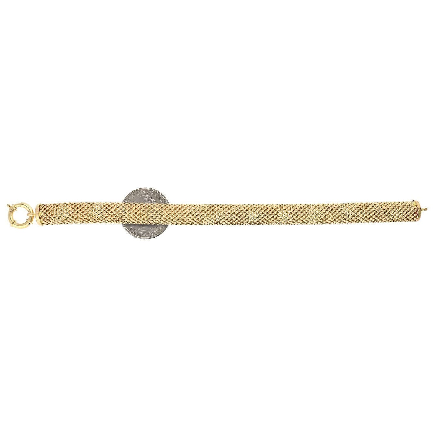 14K Yellow Gold 10mm Puffed Mesh Bracelet 8"