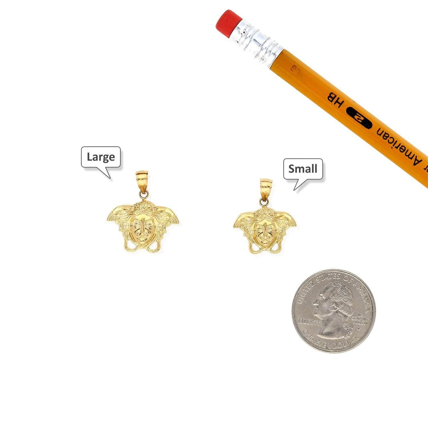 10K Yellow Gold Medusa Head Pendant