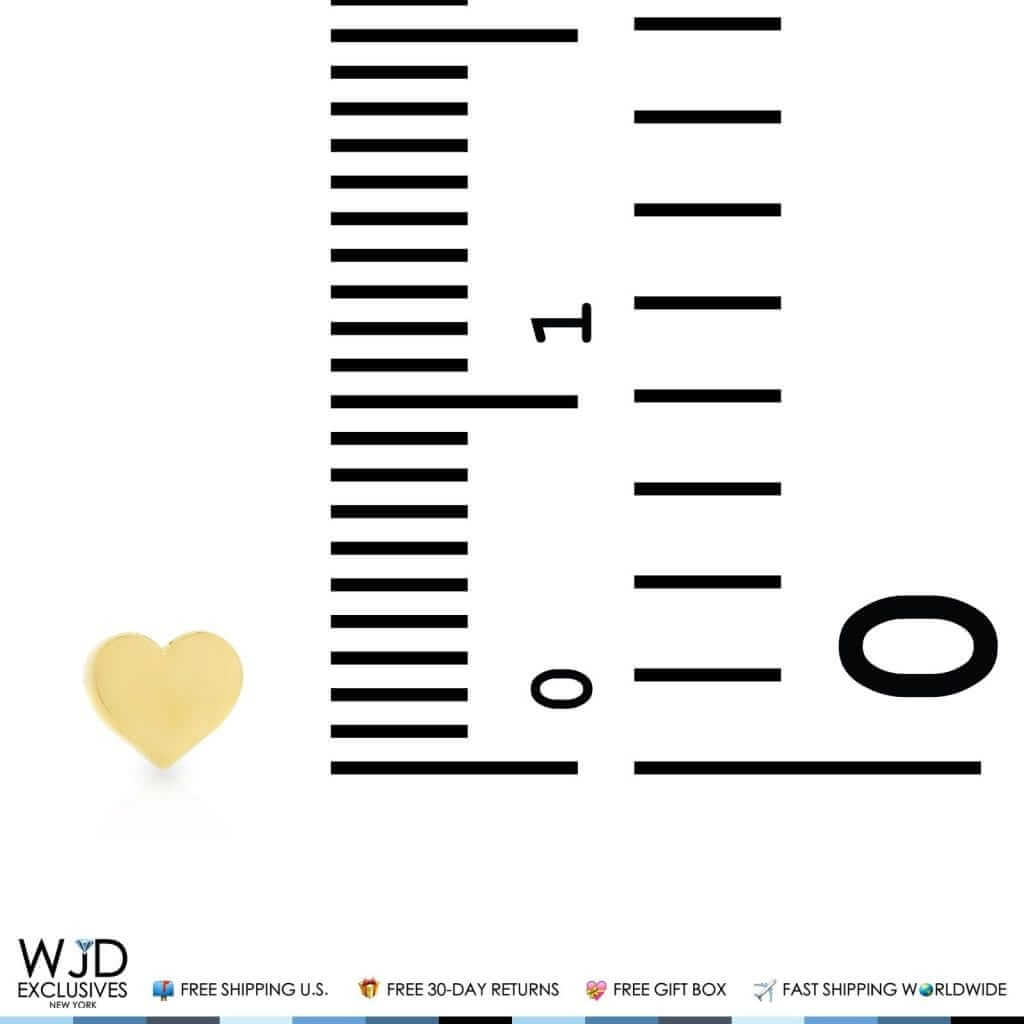 14K Real Yellow Gold 4mm Small Heart Shape Screw Back Stud Earrings