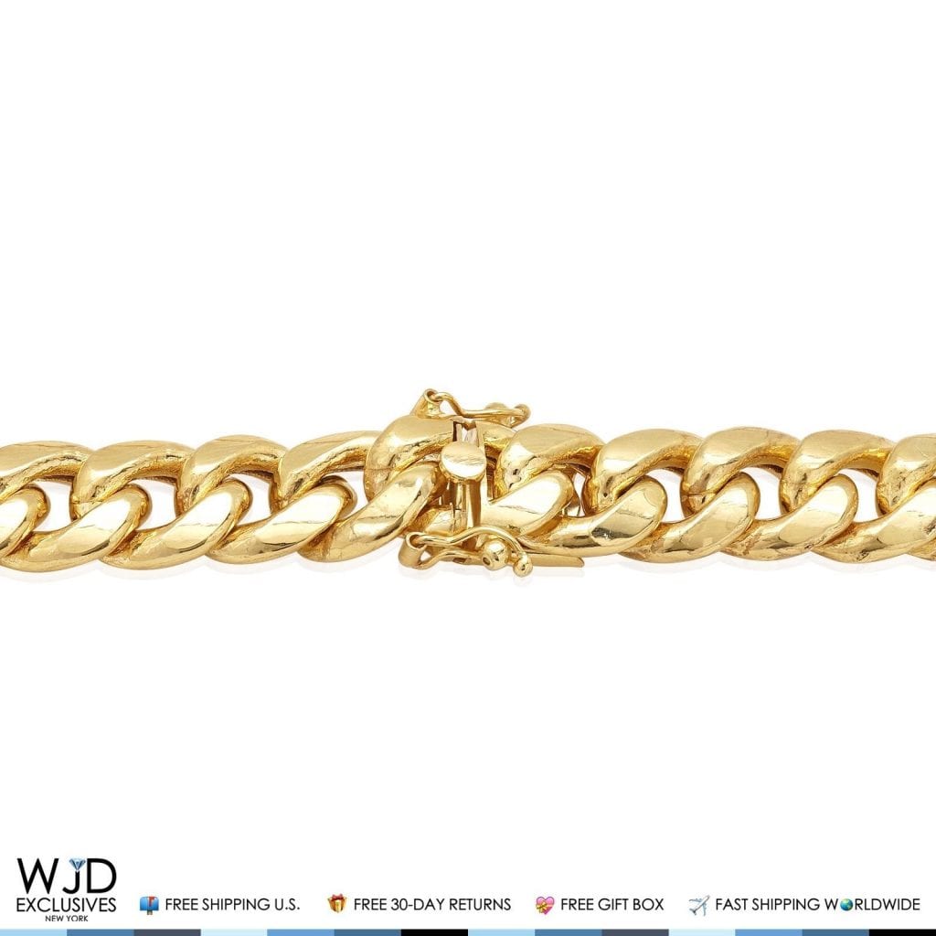 14K Yellow Gold Hollow 13mm Miami Cuban Chain Box Clasp 30"