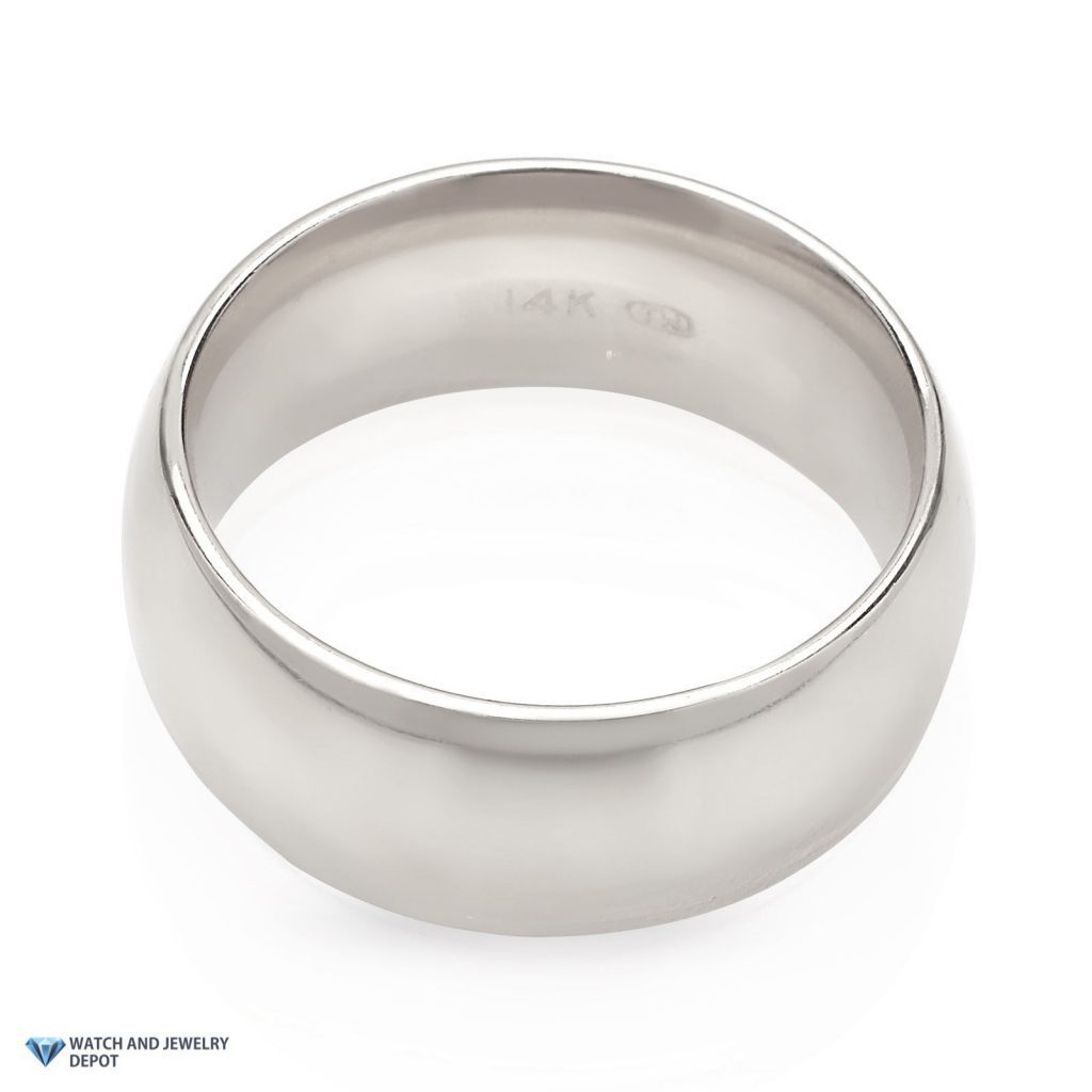 14K Gold White 9mm Classic Wedding Band Ring