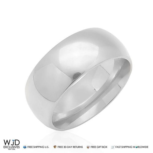 14K Gold White 9mm Classic Wedding Band Ring