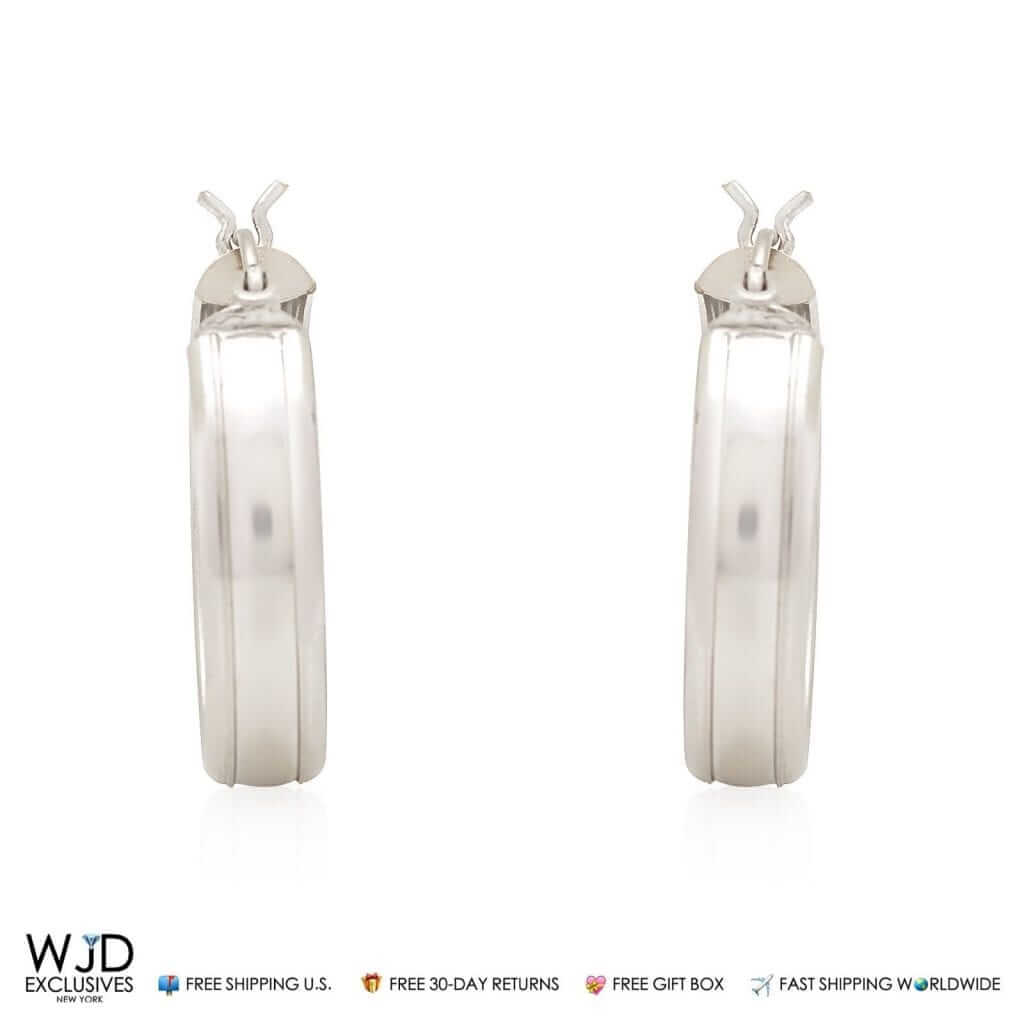 14K White Gold Classic 21mm Hoop Earrings