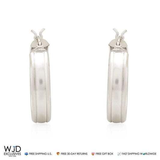 14K White Gold Classic 21mm Hoop Earrings