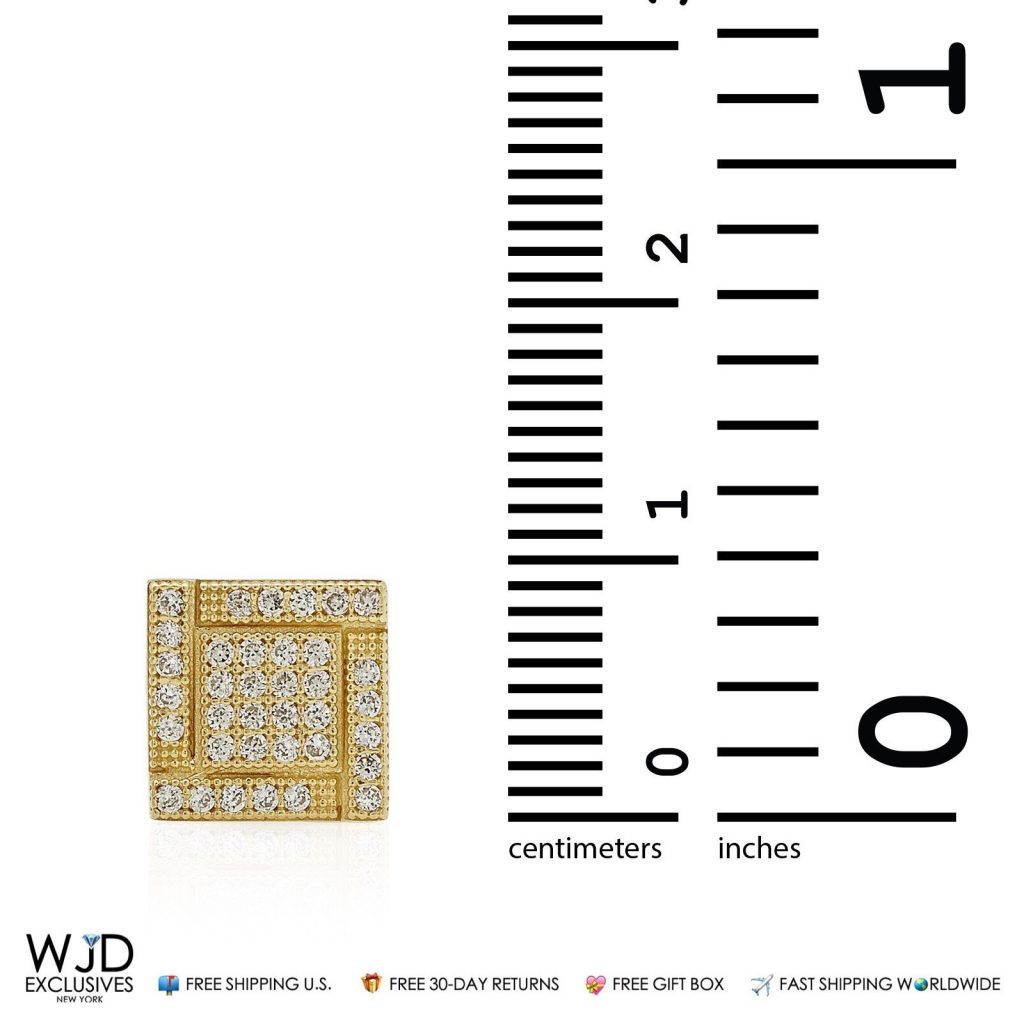 1.50Ct Created Diamond 14K Yellow Gold Square Shaped Stud Earrings 8.5mm