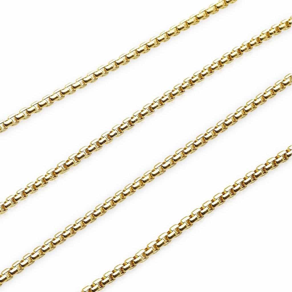 14K Yellow Gold 2mm Round Box Chain (Solid Links) 18"-26"