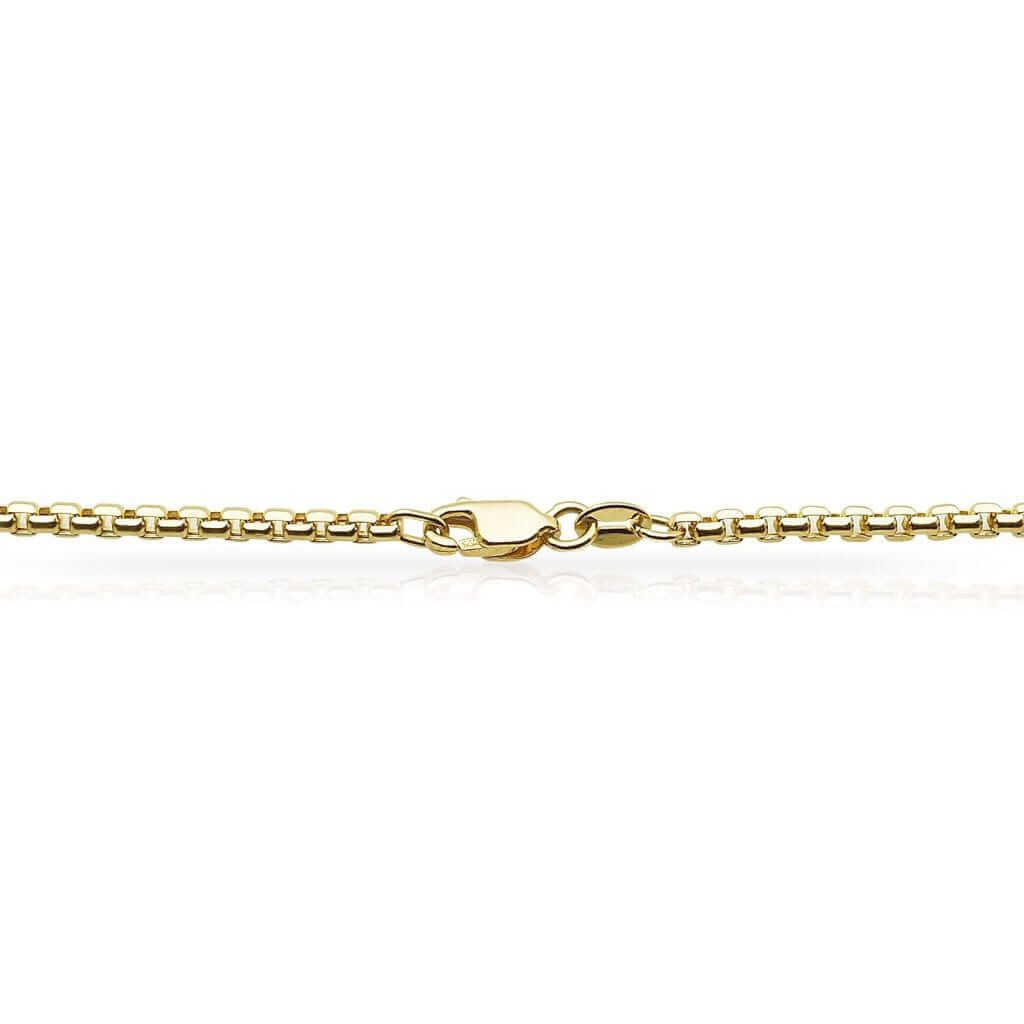 14K Yellow Gold 2mm Round Box Chain (Solid Links) 18"-26"