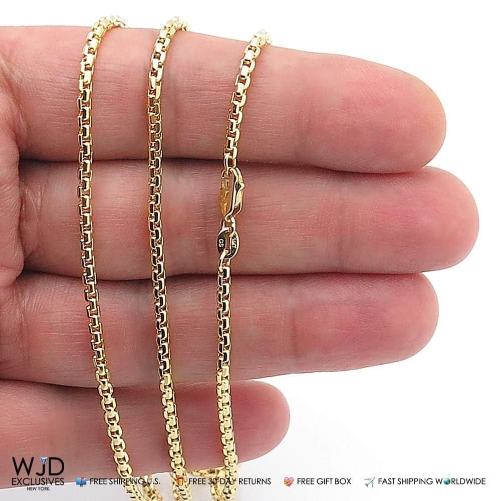 14K Yellow Gold 2mm Round Box Chain (Solid Links) 18"-26"