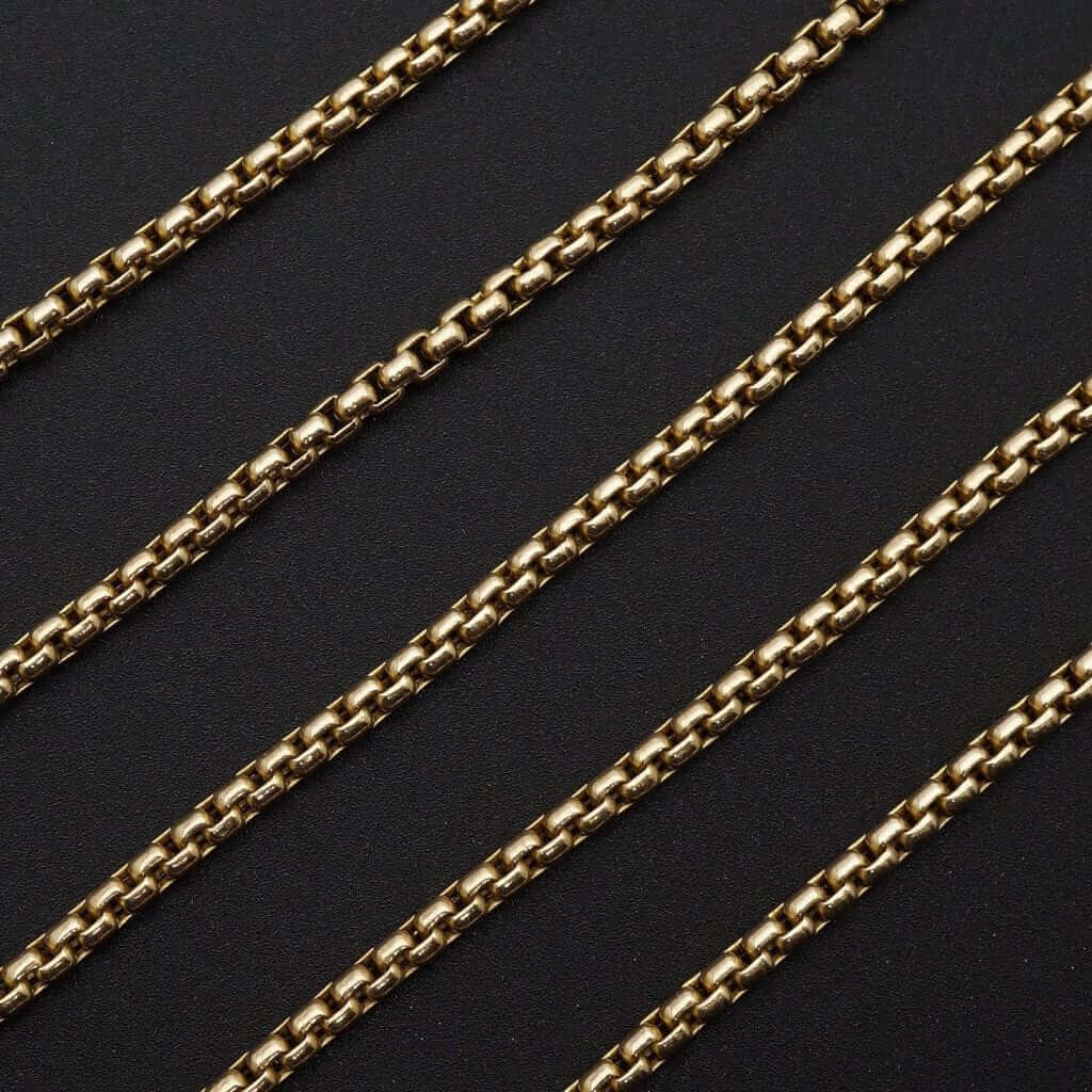 14K Yellow Gold 2mm Round Box Chain (Solid Links) 18"-26"