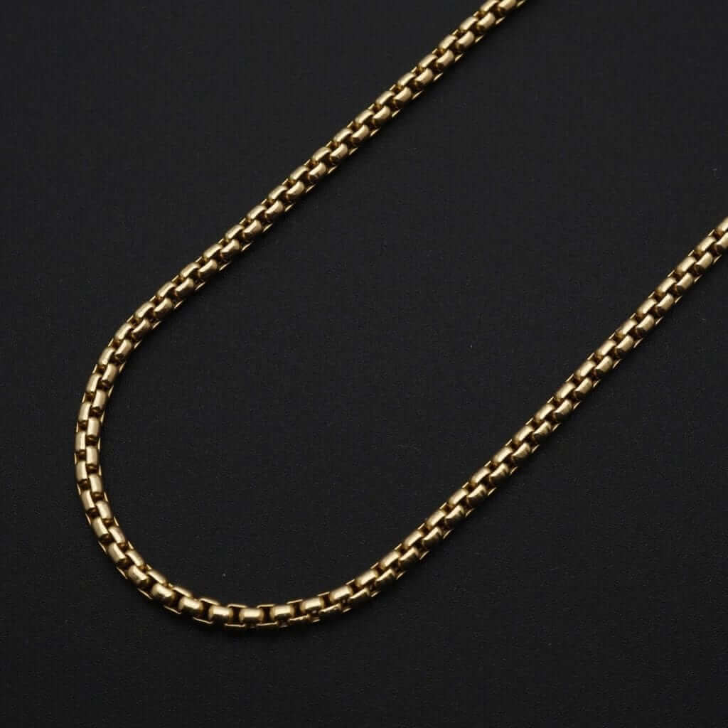 14K Yellow Gold 2mm Round Box Chain (Solid Links) 18"-26"