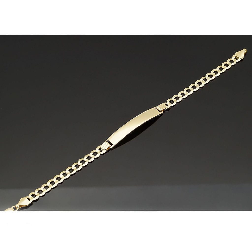 Engravable 14K Yellow Gold 5.7mm Cuban Curb Personalized ID Bracelet 8"