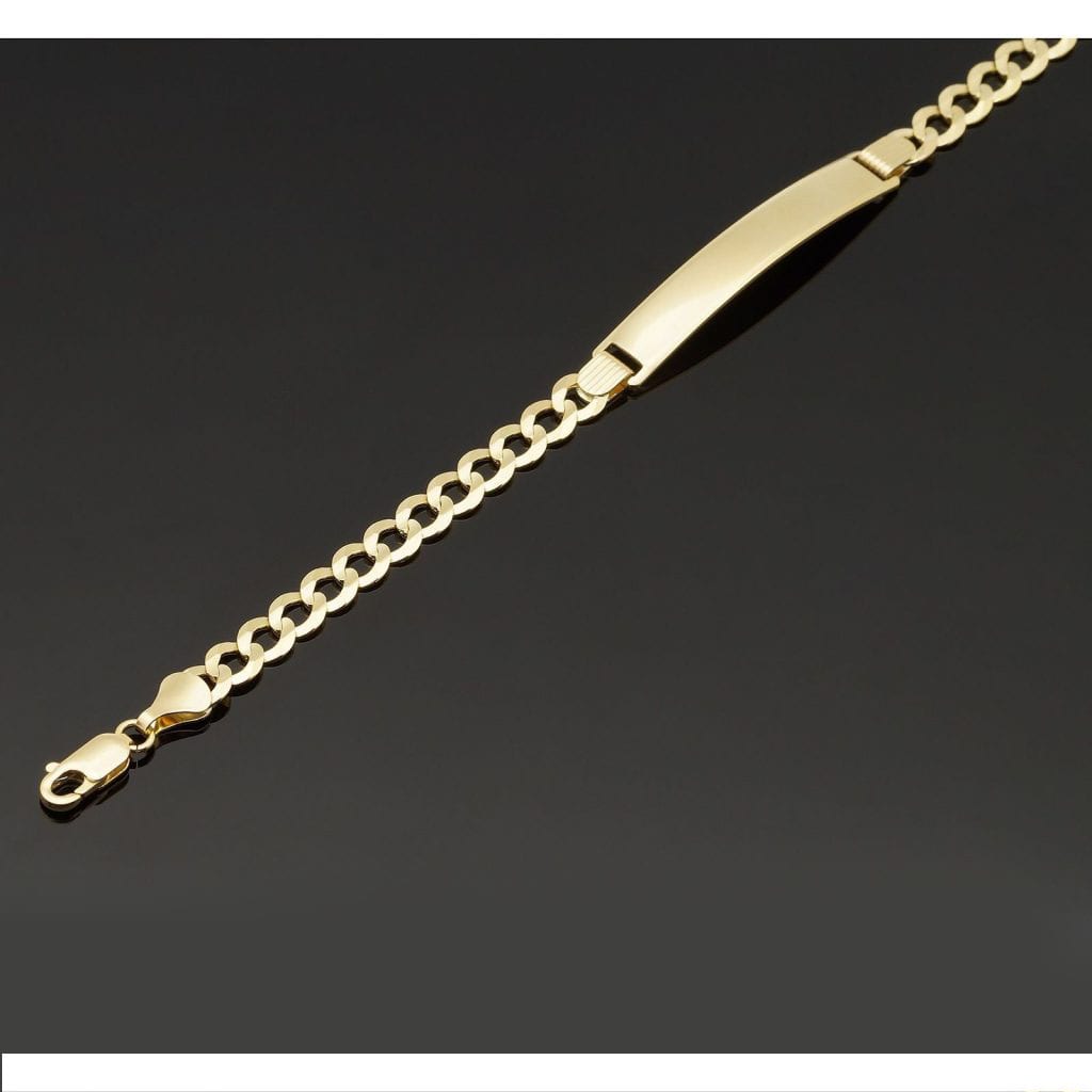 Engravable 14K Yellow Gold 5.7mm Cuban Curb Personalized ID Bracelet 8"