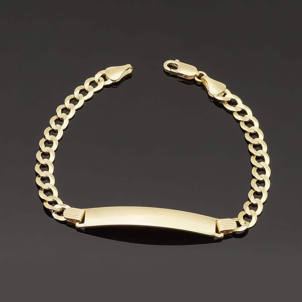 Engravable 14K Gold Yellow 5.7mm Cuban Curb Personalized ID Bracelet 8"