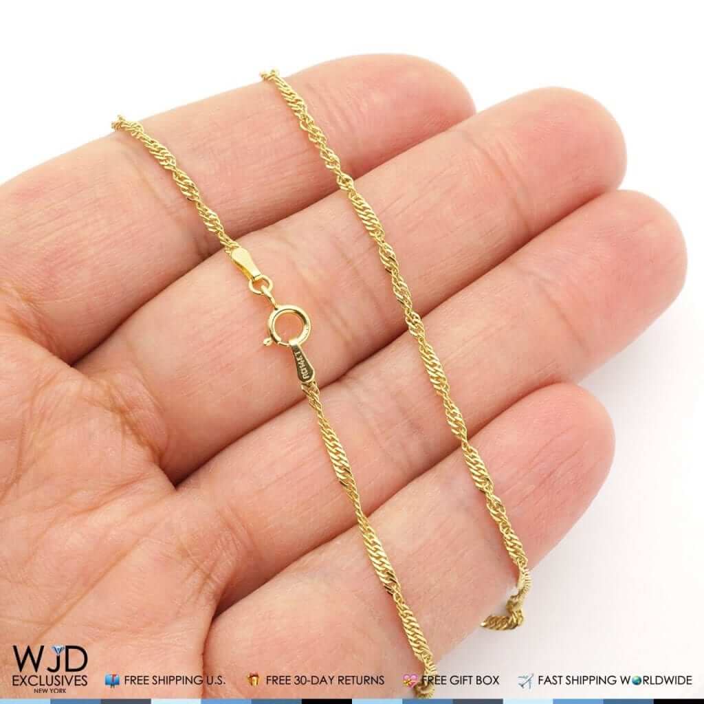 14K Yellow Gold Diamond-Cut 1.7mm Singapore Twisted Chain 16"-20"